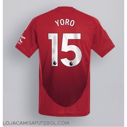 Camisa de Futebol Manchester United Leny Yoro #15 Equipamento Principal 2024-25 Manga Curta